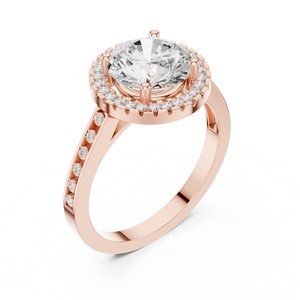 Bague intelligente en or massif 14 carats avec diamant de laboratoire rond de 2 carats de qualité supérieure, certifié IGI, avec pierres latérales rondes, design élégant et moderne - Product Image 3