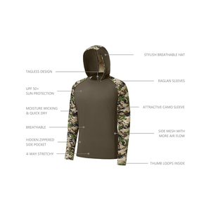 Camisa de pesca personalizada para hombre con protección solar, cuello redondo, manga larga, ropa deportiva de alto rendimiento para exteriores, camisa de pesca para hombre - Product Image 5
