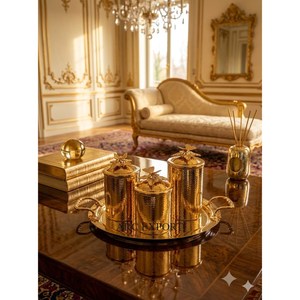Hot Selling Best Quality Stainless Steel Hand Hammered European Most Demanding Butterflies Designer <b>Set</b> of 3 <b>Canisters</b> With Tray - Product Image 4