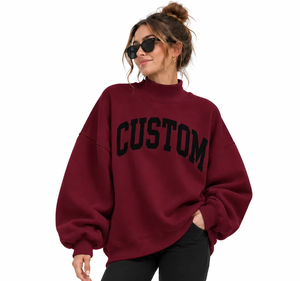 Ropa de Mujer Contemporánea con Apliques, Cuello Alto, Tela de Felpa, Suave al Tacto, Resistente, Cálida, Decoración Personalizada - Product Image 1
