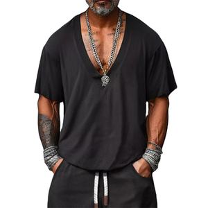 Nouveauté 2026 – Ensembles de survêtements d'été personnalisés en coton pour hommes, deux pièces, t-shirt à manches courtes et short - Product Image 3