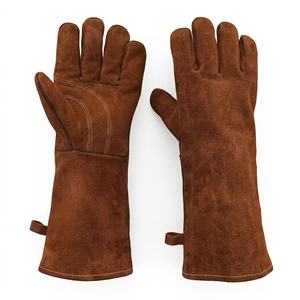 Gants de soudage électriques en cuir de vachette 35 cm, doublés polaire, avec pouce à ailettes, résistants à la chaleur MIG – Stock direct usine Special Crown - Product Image 5