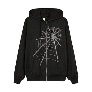 Sweat à capuche personnalisé en coton 100% avec impression hivernale et strass, avec logo - Product Image 1