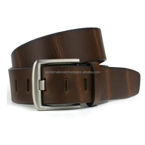 Ceinture décontractée en cuir pleine fleur solide à une seule couche au look vintage pour hommes avec boucle en métal à ardillon en alliage élégant tailles personnalisées - Product Image 2