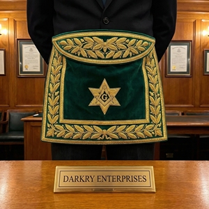 Custom Master Mason Masonic Apron <b>Navy</b> Blue Fabric Gold Bullion Embroidery Freemason Lodge Regalia Hand Made Fraternal Apparel - Product Image 5