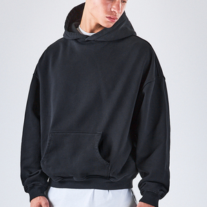 เสื้อฮู้ดดี้ผู้ชายทรงโอเวอร์ไซส์ ผ้าฝ้ายเฟรนช์เทอร์รี่ 100% ระบายอากาศได้ดี ตกแต่งโลโก้ปักแบบกำหนดเอง แขนเสื้อแบบดรอปโชว์เดอร์ เหมาะสำหรับฤดูหนาว - Product Image 5