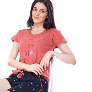 ชุดสตรีทแวร์แบบผูกเชือกสำหรับผู้หญิงชุดเสื้อพิมพ์ลายน่ารักใส่สบายชุดกางเกงขาสั้นออกแบบปักลวดลายได้ตามต้องการสำหรับผู้หญิง - Product Image 3