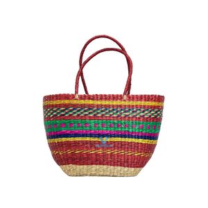 Hot Selling Beach <b>Handbag</b> Handmade Seagrass Cotton Woven Tote Bag Natural Fiber <b>Boho</b> Summer Vacation Shopping Bag - Product Image 1