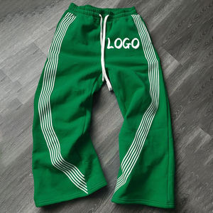 OEM Wholesale Unisex Fashion High Quality Streetwear Cotton French Terry Flare Sweat Side Stripe Pants For Men's - Product Image 5