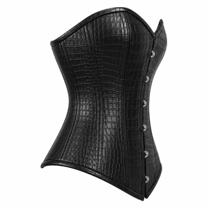 Corsé de cuero con textura de cocodrilo negro para mujer, moldeador de figura. - Product Image 2
