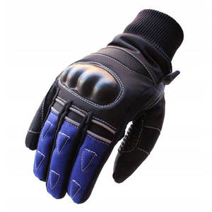 Gants de course à doigts entiers WARPRO INDUSTRY SS-RG-41, noir et bleu, en cuir, imprimé numérique, antidérapants, unisexes, fermeture à enfiler - Product Image 4