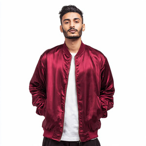 เสื้อแจ็คเก็ตซาตินแบบมีซิป แจ็คเก็ตผ้าไหมลำลองสำหรับผู้ชาย มีกระเป๋าที่แขน เสื้อแจ็คเก็ตซาตินคอกลมสำหรับผู้ชาย เสื้อแจ็คเก็ตผ้าไหมซาตินสำหรับผู้ชาย - Product Image 4