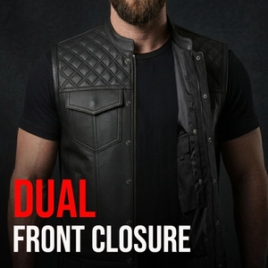 Gilet de motard personnalisé en cuir véritable pour homme, gilet matelassé de club moto, gilet zippé en cuir de vachette premium - Product Image 6