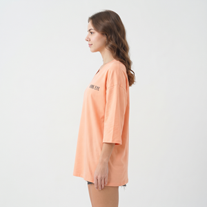 Custom Women's Oversized Long Sleeve V Neck T Shirt Loose Fit Cotton Drop Shoulder Casual Pullover Solid Color <b>Top</b> - Product Image 4