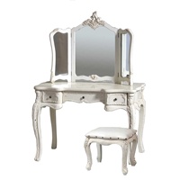 Meuble de chambre à coucher français en bois massif d'acajou, coiffeuse vintage sculptée, style européen, pour hôtel, coiffeuses de maquillage, rangement