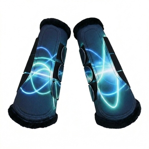 Ensemble d'équipement d'équitation personnalisé 3 pièces : tapis de selle, bonnet d'oreille, protège-tibias antidérapants et amortisseurs en polyester et coton - Product Image 6