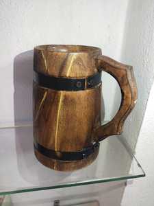 Jarra de Madera Pulida Personalizada, Taza Vikinga Rústica Grabada, Regalo para Él, Medieval, Ecológica, Cerveza Personalizada Hecha a Mano, Alta Calidad - Product Image 4