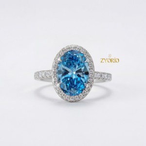 Anillo de compromiso y boda de oro de 14 quilates con diamante ovalado de laboratorio de claridad VS para mujer, estilo moderno - Product Image 6