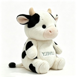 Peluche de vaca con manchas personalizado, peluche de vaca suave y esponjoso, peluche de vaca en blanco y negro con bordado de "LOVELY" - Product Image 5