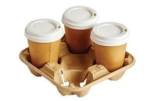 Eco Friendly Molded Fiber Coffee <b>Cup</b> Carrier Tray <b>Large</b> Size Drink Holder 4th <b>Cups</b> Disposable Coffee Holder Restaurant Supply - Product Image 4