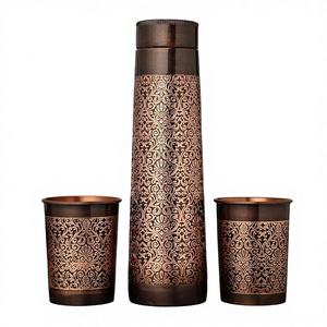 Bouteille d'eau en cuivre au design antique, qualité supérieure, 100 % certifiée sans BPA, écologique, passe au lave-vaisselle, style américain - Product Image 3