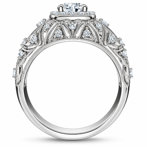 Bague de fiançailles vintage en or 10K 14K 18K ou argent 925 935 avec halo en filigrane et diamant rond cultivé en laboratoire certifié IGI, bijoux fins - Product Image 4