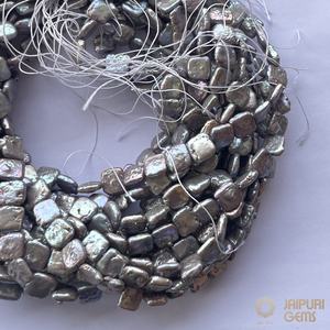 Perles de culture d'eau douce Jaipuri Gems AAA IGI, brunes dorées, carrées, 8 mm et 10 mm, pour la fabrication de bijoux - Product Image 4