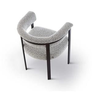 Modern <b>Metal</b> Frame Fabric Dining <b>Chair</b> Barrel Armchair Upholstered Side <b>Chair</b> Open Back Kitchen Seating Home Furniture - Product Image 2