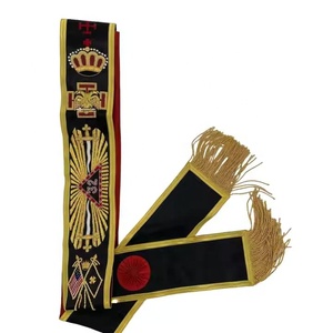 Ceinture OEM en croix de rose 30e degré Ceinture en croix de rose maçonnique brodée de constitution anglaise avec frange de lingot - Product Image 1