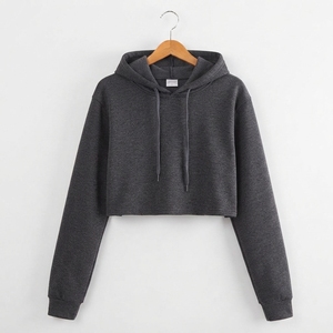 Sudadera con Capucha Corta Blanca para Mujer, Estilo Bape, Manga Larga, Informal, de Felpa, Color Sólido, para Otoño - Product Image 6