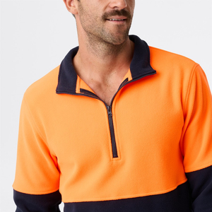 Veste de travail réfléchissante en polaire 100 % polyester imperméable et respirante à col zippé pour homme, haute visibilité, hiver, OEM - Product Image 3