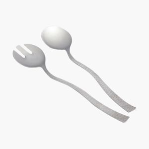 Ensemble élégant de cuillère et fourchette à salade en métal à long manche pour hôtel, restaurant, mariage et présentation de banquet - Product Image 4