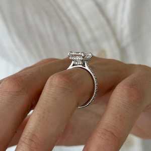 Anillo de Diamante Cultivado en Laboratorio de 3 Quilates, Corte Princesa, F VVS2, Anillo de Compromiso con Doble Halo Oculto, Certificado IGI - Product Image 3