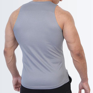 <b>Compression</b> Curved Hem Plain Custom Logo Design Sleeveless O Neck Stretchable Polyester Elastane High Stretchy Tank Top - Product Image 3