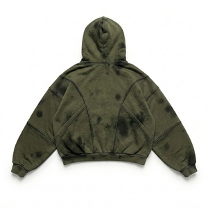 Sweat à capuche oversize vintage délavé à l'acide pour homme, doublé pour l'hiver, tricoté, streetwear, avec motif graphique 3D brodé sur le devant - Product Image 2