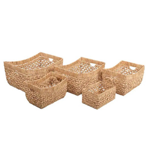 Aria Handwoven Water Hyacinth Nesting Storage Baskets with Handles (Set of 5) - Product Image 1