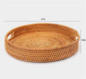 Bandeja Redonda de Ratán Ecológica a Precio Económico, para Servir, Almacenamiento, Baño, Decorativa, Natural, de Vietnam - Product Image 5