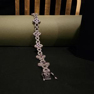 Pulsera de Lujo de Plata 925 con Cristales de Imitación y Flores, Engaste Pavé, Joyería de Cadena para Mujer, Moda para Fiestas - Product Image 2