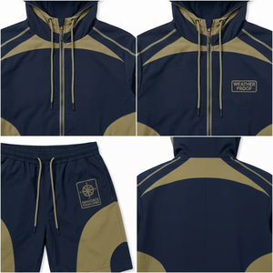 Chaqueta con cremallera y parches reflectantes con logotipo personalizado, conjunto de pantalones cortos deportivos de nailon, chándal unisex cortavientos para hombre, conjuntos de talla grande para hombre - Product Image 4