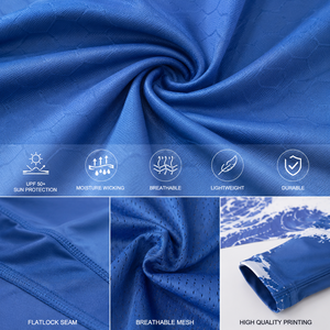 Sudadera con Capucha de Pesca de Secado Rápido para Hombre, Manga Larga, Transpirable, Estampado de Olas, UPF 50, Ropa Deportiva para Primavera/Verano, Estilo Deportivo, Personalizable - Product Image 5