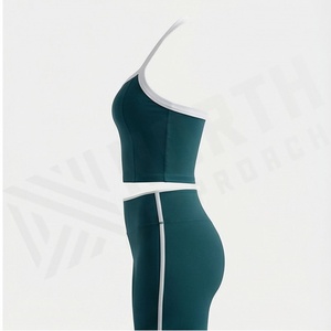 Conjunto de yoga sin costuras para mujer al por mayor: sujetador deportivo elástico con tiras y shorts fruncidos, 2 piezas para fitness y gimnasio - Product Image 3
