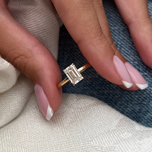High Quality 1-Carat Lab-Grown Emerald Cut Diamond Classic Engagement Wedding <b>Ring</b> 14K Yellow Gold Prong Setting Direct Factory - Product Image 4