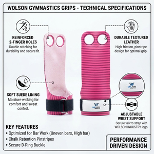 Wolson Industry - Agarraderas de Gimnasia Ligeras, Transpirables y Ajustables, con Cierre Seguro para las Muñecas, Ideales para Dominadas y Fitness - Product Image 4