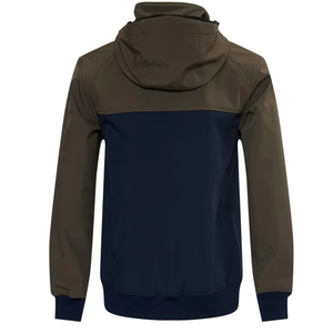 Women's Blue Navy Color <b>Blocked</b> Hooded Bomber Jacket Full Sleeve Zipper Closure Windproof Autumn Wear - Product Image 6