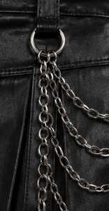Minifalda de Cuero de Cintura Alta para Mujer con Decoración de Cadena, Estilo Punk - Product Image 2