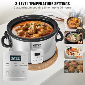 Pentola Elettrica per Cottura Lenta 8QT 320W, 3 Livelli di Calore, Timer Digitale fino a 20 Ore, Funzione Blocco, per Cottura Lenta e Sous Vide - Product Image 3