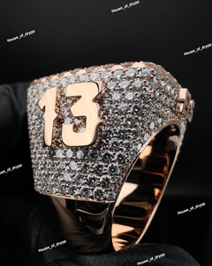 Custom <b>Initial</b> <b>Ring</b> Iced Out Baguette VVS Moissanite Diamonds 925 Sterling Silver Hip Hop Statement <b>Ring</b> Luxury Jewelry - Product Image 3