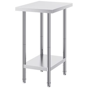 Tavolo da Lavoro in Acciaio Inox Resistente 24 X 18 X 34 Pollici, Capacità di Carico 640 Libbre, con 3 Livelli di Altezza Regolabili e Lavello - Product Image 1