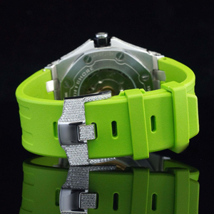 Montres-bracelets pour hommes, style Hip-Hop, avec cadran serti de diamants Moissanite, mouvement mécanique ETA, bracelet en caoutchouc mixte de 6 mm, bracelet de 18 mm - Product Image 4