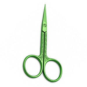 Ciseaux à sourcils en acier inoxydable vert, lame droite et aiguisée, outil de beauté et de toilettage, pour droitiers - Product Image 1